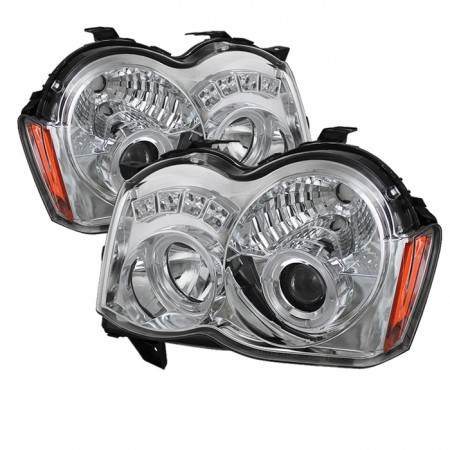 Ксеноновые фары, Spyder Auto, для Jeep Grand Cherokee 08-10, LED Halo, (Chrome)